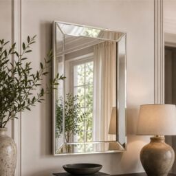Yearn Mirrors Bevelled Tray Rectangle Mirror 102x74cm in Metallic Silver - Size: 102x74 cm - thumbnail 2