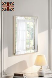 Yearn Mirrors Bevelled Tray Rectangle Mirror 102x74cm in Metallic Silver - Size: 102x74 cm