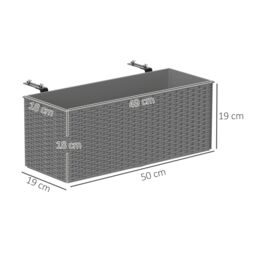 OUTSUNNY Set of 2 Hanging Flower Boxes, 50 cm Long, Rattan Look, Grey - thumbnail 3