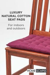 Homescapes Seat Pad Luxury 100% Cotton Indoor Outdoor Garden Cushion, Button Tie, 40cm in Plum - thumbnail 2