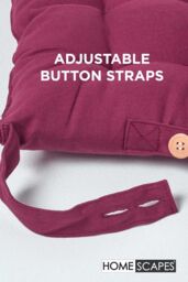 Homescapes Seat Pad Luxury 100% Cotton Indoor Outdoor Garden Cushion, Button Tie, 40cm in Plum - thumbnail 5