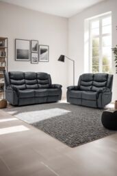 More4Homes Seattle Electric Recliner Bonded Leather 2+3 Seater Sofa Set in Black - thumbnail 1
