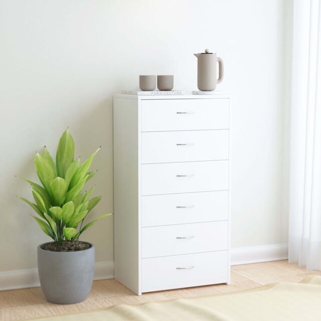 Berkfield Home Sideboard with 6 Drawers White 50x34x96 cm Engineered Wood - Size: 50 x 34 x 96 cm - image 1