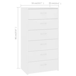 Berkfield Home Sideboard with 6 Drawers White 50x34x96 cm Engineered Wood - Size: 50 x 34 x 96 cm - thumbnail 6