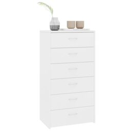 Berkfield Home Sideboard with 6 Drawers White 50x34x96 cm Engineered Wood - Size: 50 x 34 x 96 cm - thumbnail 3