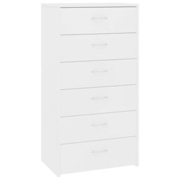 Berkfield Home Sideboard with 6 Drawers White 50x34x96 cm Engineered Wood - Size: 50 x 34 x 96 cm - thumbnail 2