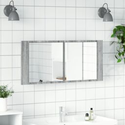 Berkfield Home LED Bathroom Mirror Cabinet Grey Sonoma 100x12x45 cm - Size: 100 x 12 x 45 cm - thumbnail 3