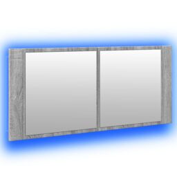 Berkfield Home LED Bathroom Mirror Cabinet Grey Sonoma 100x12x45 cm - Size: 100 x 12 x 45 cm - thumbnail 5