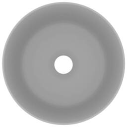 Berkfield Home Luxury Wash Basin Round Matt Light Grey 40x15 cm Ceramic - thumbnail 3