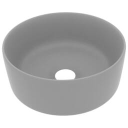 Berkfield Home Luxury Wash Basin Round Matt Light Grey 40x15 cm Ceramic - thumbnail 1