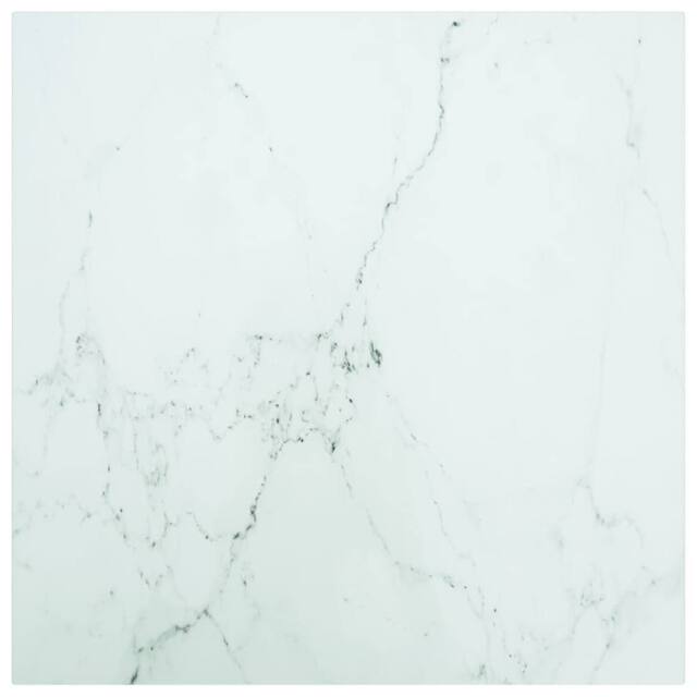 Berkfield Home Table Top White 60x60 cm 6 mm Tempered Glass with Marble Design - image 1