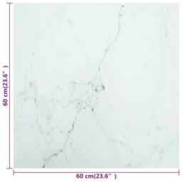 Berkfield Home Table Top White 60x60 cm 6 mm Tempered Glass with Marble Design - thumbnail 5