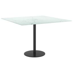 Berkfield Home Table Top White 60x60 cm 6 mm Tempered Glass with Marble Design - thumbnail 4