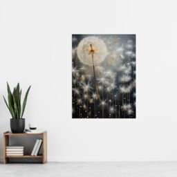 "Artery8 Wall Art Print Dandelion Seeds Luminescent Rain Ethereal Painting Poster Picture in Grey - Size: W18"" x H24""" - thumbnail 4