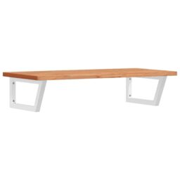 Berkfield Home Basin Shelf Wall Mounted Steel & Solid Wood Beech in Brown - thumbnail 2