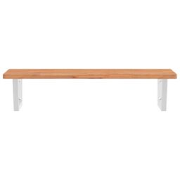 Berkfield Home Basin Shelf Wall Mounted Steel & Solid Wood Beech in Brown - thumbnail 4