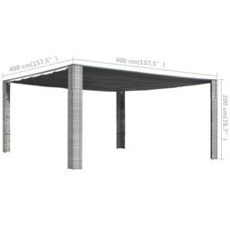 Berkfield Home Gazebo with Sliding Roof Poly Rattan 400x400x200 cm Grey & Anthracite in Black - Size: 400 x 400 x 200 cm - thumbnail 4