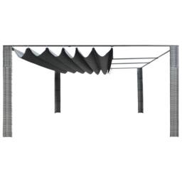 Berkfield Home Gazebo with Sliding Roof Poly Rattan 400x400x200 cm Grey & Anthracite in Black - Size: 400 x 400 x 200 cm - thumbnail 2