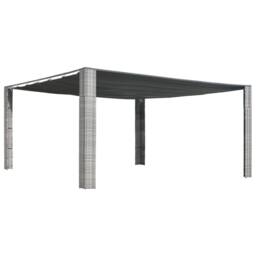 Berkfield Home Gazebo with Sliding Roof Poly Rattan 400x400x200 cm Grey & Anthracite in Black - Size: 400 x 400 x 200 cm - thumbnail 1