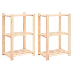 Berkfield Home 3-Tier Storage Racks 2 pcs 60x38x90 cm Solid Pinewood 150 kg in Beige - Size: 60 x 38 x 90 cm - thumbnail 1