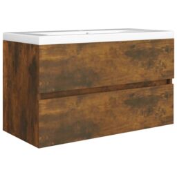 Berkfield Home Sink Cabinet Smoked Oak 80x38.5x45 cm Engineered Wood in Brown - thumbnail 5