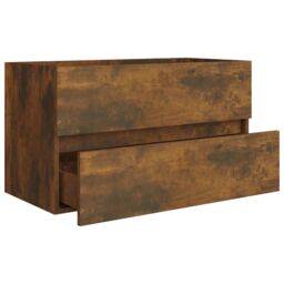 Berkfield Home Sink Cabinet Smoked Oak 80x38.5x45 cm Engineered Wood in Brown - thumbnail 6