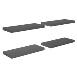 Berkfield Home Durable Floating Wall Shelves 4 pcs High Gloss Grey 60x23.5x3.8 cm MDF - thumbnail 3