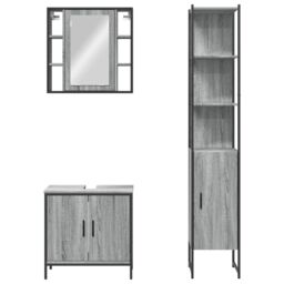 Berkfield Home 3 Piece Bathroom Cabinet Set Grey Sonoma Engineered Wood - thumbnail 6