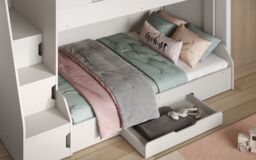 Flair Slick Staircase Triple Bunk Bed with Storage in White - Size: Single - thumbnail 2