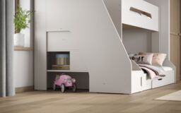 Flair Slick Staircase Triple Bunk Bed with Storage in White - Size: Single - thumbnail 3