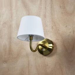 First Choice Lighting Set of 2 Hamilton - Brass Rechargeable Wall Lights with White Shades in Gold - thumbnail 4