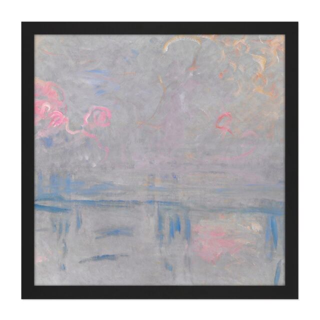 "Artery8 Wall Art Print Monet Claude Charing Cross Bridge Crossed Square Framed Picture 16X16 Inch in Black - Size: W16"" x H16""" - image 1