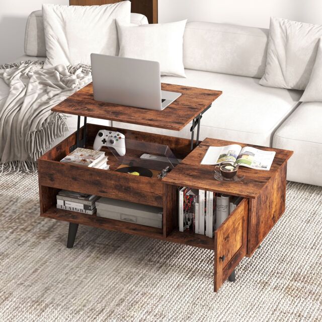Costway Lift Top Coffee Table with Storage Flip Top Center Table with Cabinet in Brown - image 1