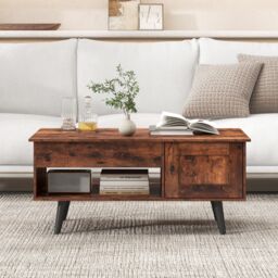 Costway Lift Top Coffee Table with Storage Flip Top Center Table with Cabinet in Brown - thumbnail 5