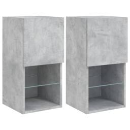Berkfield Home TV Cabinets with LED Lights 2 pcs Concrete Grey 30.5x30x60 cm - thumbnail 2