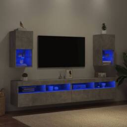 Berkfield Home TV Cabinets with LED Lights 2 pcs Concrete Grey 30.5x30x60 cm - thumbnail 4