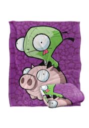Nickelodeon Invader Zim Pig Riding Silky Touch Super Soft Throw Blanket 152 X 127 cm in White - thumbnail 2