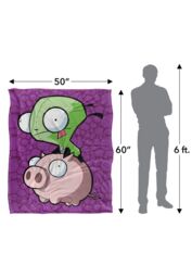 Nickelodeon Invader Zim Pig Riding Silky Touch Super Soft Throw Blanket 152 X 127 cm in White - thumbnail 5