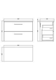 Balterley Level 800mm Wall Hung 2 Drawer Unit with Laminate Worktop - Satin Grey - thumbnail 2
