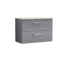 Balterley Level 800mm Wall Hung 2 Drawer Unit with Laminate Worktop - Satin Grey