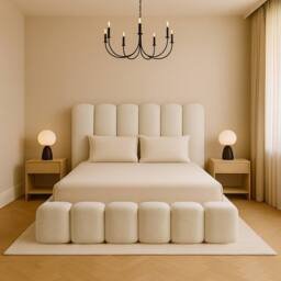 Desire Deco Plush Velvet Upholstered Alice Bed Frame Double King Super King in Cream - thumbnail 2