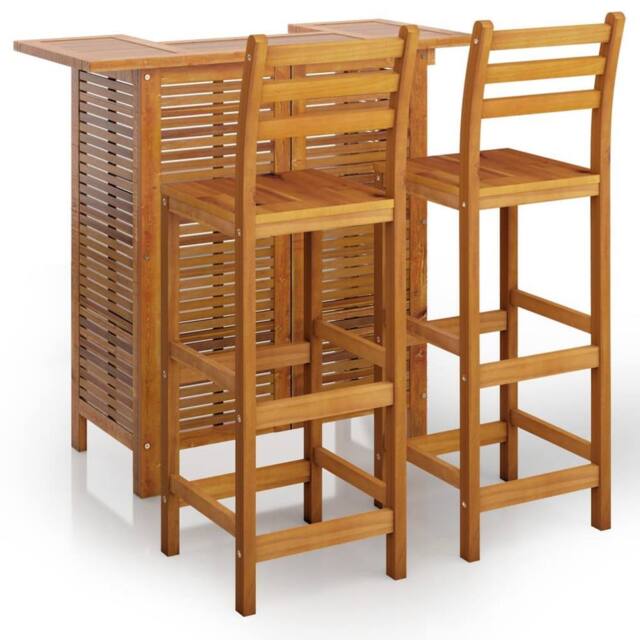 Berkfield Home 3 Piece Garden Bar Set Solid Wood Acacia in Brown - image 1