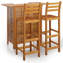 Berkfield Home 3 Piece Garden Bar Set Solid Wood Acacia in Brown - thumbnail 1
