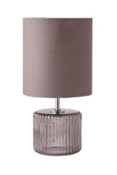 ValueLights Betty Glass Table Lamp with Fabric Lamp Shade & LED Bulb in Grey - thumbnail 6