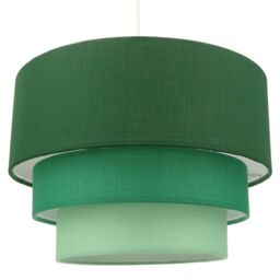 Happy Homewares Contemporary Round Triple Tier Cotton Fabric Pendant Light Shade in Green - Size: 12 inches