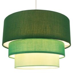 Happy Homewares Contemporary Round Triple Tier Cotton Fabric Pendant Light Shade in Green - Size: 12 inches - thumbnail 2