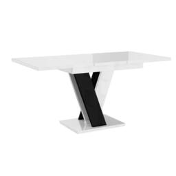 Nordara White Gloss & Black Gloss Extendable Dining Table - Size: 0.6m2 - thumbnail 1