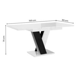 Nordara White Gloss & Black Gloss Extendable Dining Table - Size: 0.6m2 - thumbnail 2