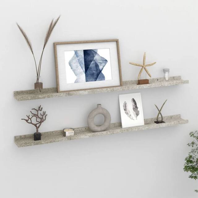 Berkfield Home Wall Shelves 2 pcs Concrete Grey 100x9x3 cm - Size: 100 x 9 x 3 cm - image 1