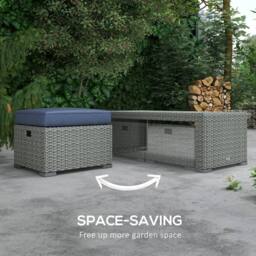 OUTSUNNY Rattan Garden Furniture Set with Recliners, Footstools in Blue - thumbnail 5